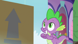 Size: 1920x1080 | Tagged: safe, screencap, spike, dragon, the point of no return, box, solo, waterfall, winged spike