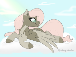 Size: 1979x1490 | Tagged: safe, artist:raspberrystudios, oc, oc only, oc:renee shine, pony, cloud, sky, spread wings, wings