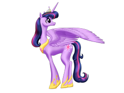 Size: 3264x2448 | Tagged: safe, artist:vasillium, twilight sparkle, twilight sparkle (alicorn), alicorn, pony, crown, cutie mark, female, high res, horn, jewelry, looking back, mare, nostrils, older, older twilight, princess, regalia, royalty, simple background, solo, standing, transparent background, ultimate twilight, wings