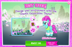 Size: 1040x689 | Tagged: safe, flashdancer, pony, advertisement, chaos, costs real money, discorded landscape, female, gameloft, mare, official