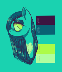 Size: 1700x2000 | Tagged: safe, artist:hippykat13, oc, pony, chest marking, color palette, color palette challenge, eyeshadow, heart mark, limited palette, makeup, not pinkamena, sad, solo