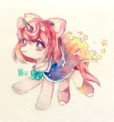 Size: 2192x2346 | Tagged: safe, artist:nitrogenowo, oc, oc only, oc:starry, pony, unicorn, cape, clothes, solo, starry eyes, stars, wingding eyes