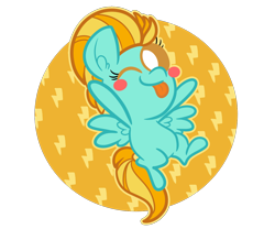 Size: 1200x1000 | Tagged: safe, artist:amethystcutey, lightning dust, pegasus, pony, :p, abstract background, blush sticker, blushing, chibi, cute, dustabetes, lightning, one eye closed, solo, tongue out, wink