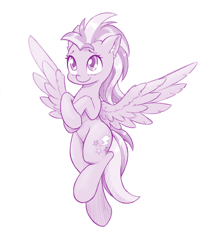 Size: 1040x1280 | Tagged: safe, artist:dstears, lightning dust, pegasus, pony, cute, dustabetes, ear fluff, female, mare, monochrome, simple background, solo, spread wings, white background, wings
