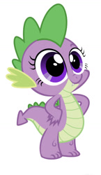 Size: 750x1292 | Tagged: safe, edit, editor:undeadponysoldier, barb, spike, dragon, adorable face, alternate eye color, baby, baby dragon, barbabetes, cute, eye, eyelashes, eyes, face swap, faic, female, meme, rule 63, rule63betes, simple background, smiling, solo, special eyes, wat, white background