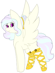 Size: 1723x2284 | Tagged: safe, artist:midnightamber, oc, oc only, oc:gradea etia, angel, angel pony, original species, pegasus, pony, blank flank, clothes, female, hair bun, mare, shoes, simple background, solo, transparent background