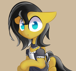 Size: 2323x2178 | Tagged: safe, artist:creepypastapon3, oc, oc only, oc:small block, pony, choker, clothes, crossdressing, dress, maid, male, stallion, surprised