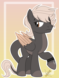 Size: 1398x1852 | Tagged: safe, artist:domina-venatricis, oc, oc:tlayolotl, pegasus, pony, male, solo, stallion, two toned wings, wings