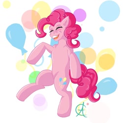 Size: 800x800 | Tagged: safe, artist:cynfularts, derpibooru import, pinkie pie, earth pony, pony, happy, party, practice, solo