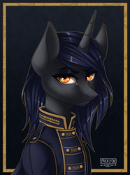 Size: 1560x2100 | Tagged: safe, artist:sparklyon3, oc, pony, unicorn, bust, clothes, portrait, rcf community, solo, suit