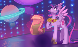 Size: 3000x1833 | Tagged: safe, artist:xjenn9, twilight sparkle, twilight sparkle (alicorn), alicorn, pony, magic, scroll, telekinesis