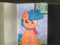 Size: 1600x1200 | Tagged: safe, artist:thebadbadger, oc, oc:phire demon, pony, traditional art