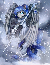 Size: 1300x1700 | Tagged: safe, artist:ali-selle, oc, oc only, pegasus, pony, female, mare, solo, staff