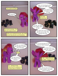 Size: 800x1060 | Tagged: safe, artist:newbiespud, pegasus, pony, comic:friendship is dragons, comic, dialogue, dice, dnd, irl, photo