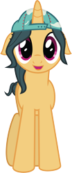 Size: 1419x3423 | Tagged: safe, artist:wissle, fresh coat, pony, unicorn, backwards ballcap, baseball cap, cap, female, floppy ears, happy, hat, high res, looking at you, mare, open mouth, paint, paint stains, simple background, smiling, solo, transparent background, vector