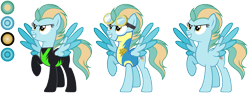 Size: 4472x1728 | Tagged: safe, artist:diamond-chiva, oc, oc:tornado blitz, pegasus, pony, clothes, female, mare, offspring, parent:lightning dust, parent:thunderlane, parents:thunderdust, simple background, solo, transparent background, uniform, washouts uniform, wonderbolt trainee uniform