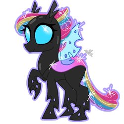 Size: 768x768 | Tagged: safe, artist:awoomarblesoda, oc, oc:confectionery, changeling, changeling oc, female, pink changeling, raised hoof, simple background, solo, transparent background