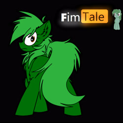 Size: 4000x4000 | Tagged: safe, artist:mojing, artist:movieskywalker, edit, oc, oc only, earth pony, pony, black background, butt, dock, fimtale, green pony, looking at you, looking back, looking back at you, plot, simple background, tail