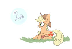 Size: 1280x864 | Tagged: safe, artist:heir-of-rick, derpibooru import, applejack, earth pony, pony, daily apple pony, bubble, female, hat, mare, mew, pokémon