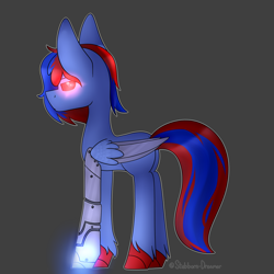 Size: 2000x2000 | Tagged: safe, artist:stubborn-dreamer, oc, oc only, oc:bitmaker, bat pony, pony, amputee, butt, male, plot, prosthetic limb, prosthetics, solo