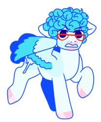 Size: 250x300 | Tagged: safe, artist:guidomista, artist:miiistaaa, artist:nijimillions, derpibooru exclusive, pegasus, pony, accessories, accessory, angry, anime, blue, chibi, colored wings, curls, curly hair, curly mane, cute, ghiaccio, glare, glasses, gritted teeth, hooves, ice, ice cube, jjba, jojo, jojo's bizarre adventure, male, multicolored wings, pink, ponified, short tail, simple background, solo, stallion, standing, transparent, transparent background, two toned wings, vento aureo, walking, wings