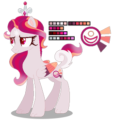Size: 481x507 | Tagged: safe, artist:awoomarblesoda, oc, oc:ruby sunshine, hybrid, pegasus, pony, base used, crown, female, interspecies offspring, jewelry, mare, offspring, parent:discord, parent:princess celestia, parents:dislestia, regalia, solo