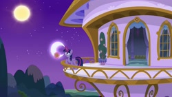 Size: 1920x1080 | Tagged: safe, screencap, twilight sparkle, twilight sparkle (alicorn), alicorn, pony, between dark and dawn, amulet, faic, jewelry, magic, moon, solo, sun