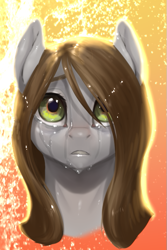 Size: 439x656 | Tagged: safe, artist:eerinless, oc, earth pony, pony, abstract background, bust, crying, solo