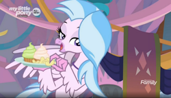 Size: 1654x946 | Tagged: safe, screencap, silverstream, hippogriff, she's all yak, cupcake, food, silversass, solo