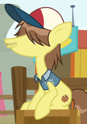 Size: 310x440 | Tagged: safe, screencap, pony, growing up is hard to do, background pony, cropped, hair over eyes, solo, sprocket pop