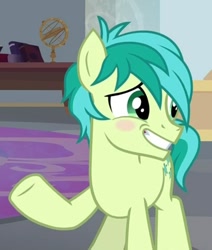 Size: 698x823 | Tagged: safe, screencap, sandbar, earth pony, pony, she's all yak, blushing, cropped, cute, hooves, male, sandabetes, solo, stupid sexy sandbar