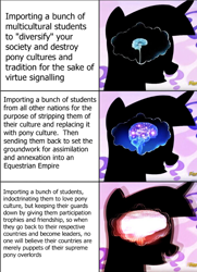 Size: 544x752 | Tagged: safe, twilight sparkle, twilight sparkle (alicorn), alicorn, she's all yak, brain, conspiracy theory, dogwhistle, expanding brain, female, mare, meme, op is a cuck, open mouth, ponified meme, question mark, simple background, smiling, solo, text, wat, white background