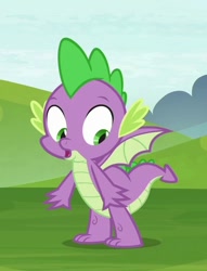 Size: 482x630 | Tagged: safe, screencap, spike, dragon, father knows beast, claws, cropped, cute, male, open mouth, solo, spikabetes, winged spike, wings