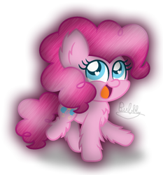 Size: 1153x1239 | Tagged: safe, artist:bubbly-storm, derpibooru import, pinkie pie, earth pony, pony, chest fluff, cute, diapinkes, ear fluff, fluffy, heart eyes, leg fluff, open mouth, simple background, solo, transparent background, wingding eyes
