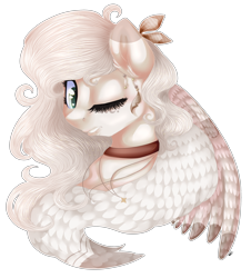 Size: 2839x3136 | Tagged: safe, artist:bl--blacklight, oc, oc:moonlight angel, pegasus, pony, bust, female, mare, one eye closed, portrait, simple background, solo, transparent background, wink