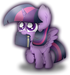 Size: 1766x1881 | Tagged: safe, artist:bubbly-storm, twilight sparkle, twilight sparkle (alicorn), alicorn, pony, book, chest fluff, cute, ear fluff, female, fluffy, heart eyes, leg fluff, mare, mouth hold, simple background, solo, that pony sure does love books, transparent background, twiabetes, wingding eyes
