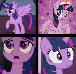 Size: 640x624 | Tagged: safe, artist:pinkyazflychan, edit, edited screencap, screencap, twilight sparkle, twilight sparkle (alicorn), alicorn, my little pony: the movie, art trade, big crown thingy, collage, jewelry, regalia, solo