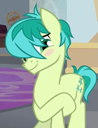 Size: 429x559 | Tagged: safe, screencap, sandbar, earth pony, pony, she's all yak, blushing, cropped, cute, daaaaaaaaaaaw, male, sandabetes, smiling, stupid sexy sandbar