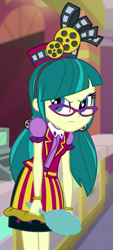 Size: 293x650 | Tagged: safe, screencap, juniper montage, equestria girls, mirror magic, spoiler:eqg specials, angry, cash register, clothes, cropped, glasses, hat, mirror, theater, uniform