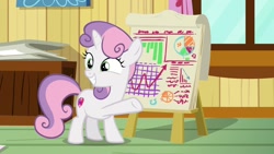 Size: 1920x1080 | Tagged: safe, screencap, sweetie belle, pony, growing up is hard to do, chart, clubhouse, crusaders clubhouse, pie chart