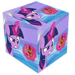 Size: 350x350 | Tagged: safe, edit, edited screencap, screencap, twilight sparkle, unicorn twilight, pony, unicorn, cube, female, levitation, magic, magic aura, mare, rubik's cube, simple background, teeth grinding, telekinesis, transparent background