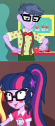 Size: 772x1748 | Tagged: safe, artist:3d4d, edit, edited screencap, screencap, microchips, sci-twi, twilight sparkle, equestria girls, equestria girls series, festival filters, spoiler:eqg series (season 2), female, geode of telekinesis, magical geodes, male, microlight, shipping, shipping domino, straight