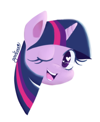 Size: 514x627 | Tagged: safe, artist:growlixee, twilight sparkle, pony, cute, female, head only, heart eyes, one eye closed, open mouth, simple background, solo, twiabetes, white background, wingding eyes, wink
