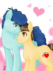 Size: 900x1200 | Tagged: safe, artist:natattack33, curly winds, some blue guy, wiz kid, earth pony, pony, cute, equestria girls ponified, gay, heart, male, one eye closed, ponified, shipping, stallion, wizabetes, wizwinds