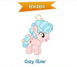 Size: 418x362 | Tagged: safe, derpibooru import, cozy glow, pegasus, pony, gameloft, reward