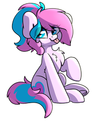 Size: 2075x2630 | Tagged: safe, artist:spoopygander, oc, oc only, oc:panda shade, earth pony, pony, chest fluff, cute, cutie mark, female, looking at you, mare, mlem, multicolored hair, raised hoof, silly, solo, tongue out