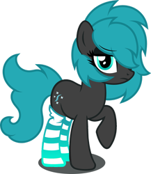 Size: 1280x1472 | Tagged: safe, artist:fletcherthehuntress, oc, oc:necro mist, earth pony, pony, clothes, female, mare, raised hoof, simple background, socks, solo, striped socks, transparent background