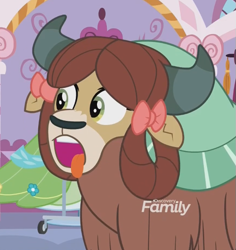 Size: 579x614 | Tagged: safe, screencap, yona, she's all yak, cropped, discovery family logo, open mouth, tongue out