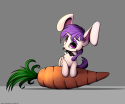 Size: 3000x2500 | Tagged: safe, artist:skitsroom, oc, oc only, oc:lapush buns, pony, bunnycorn, carrot, food, looking at you, male, simple background, solo, stallion, tongue out