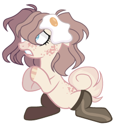 Size: 1104x1220 | Tagged: safe, artist:bxby-mochi, oc, earth pony, pony, clothes, egg, female, mare, simple background, socks, solo, transparent background